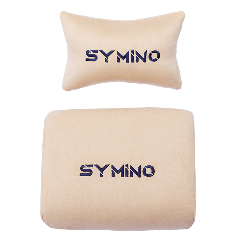 SYMINO Breathable Gaming Chair with Footrest, Adjustable and Rotating, Cream Colours