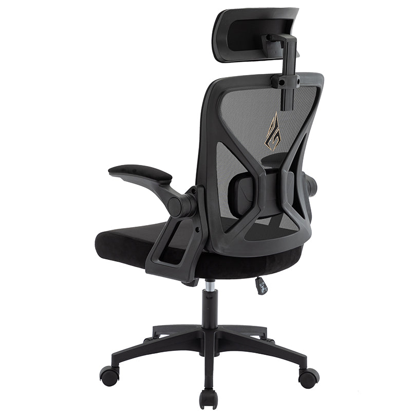 SYMINO Faux Fur+ Mesh Office Chair , rotating rocker function.Black