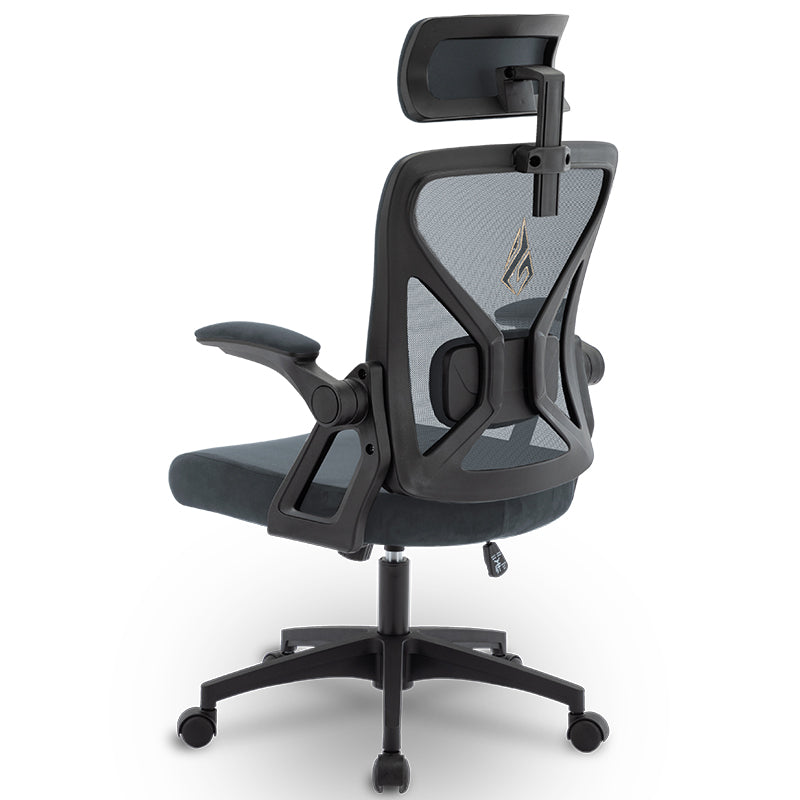 SYMINO Faux Fur+ Mesh Office Chair,rotating rocker function.Grey