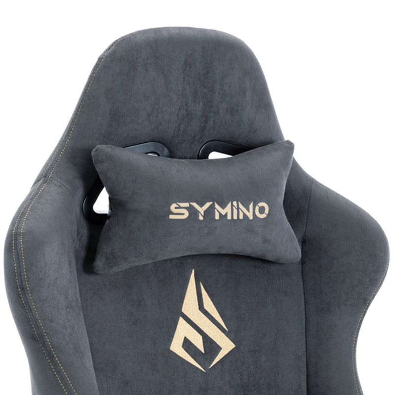 SYMINO Breathable Gaming Chair with Footrest, Adjustable and Rotating, Grey