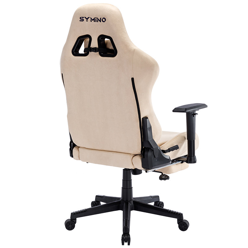 SYMINO Breathable Gaming Chair with Footrest, Adjustable and Rotating, Cream Colours