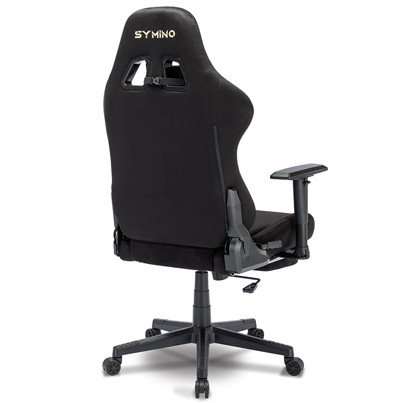 SYMINO Breathable Gaming Chair with Footrest, Adjustable and Rotating, Black