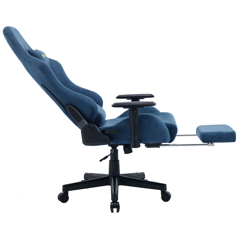 SYMINO Breathable Gaming Chair with Footrest, Adjustable and Rotating, Blue