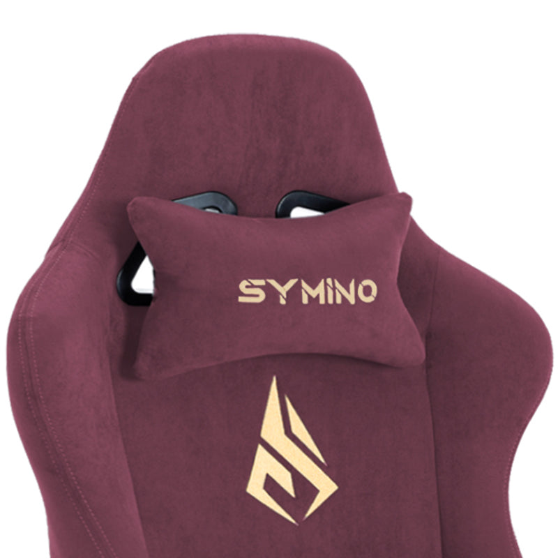 SYMINO Breathable Gaming Chair with Footrest, Adjustable and Rotating, Red