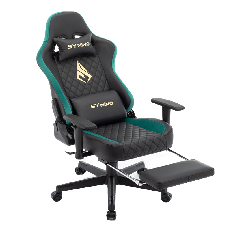 SYMINO Ergonomic Gaming Chair, PU Leather - Black, Retro-Style