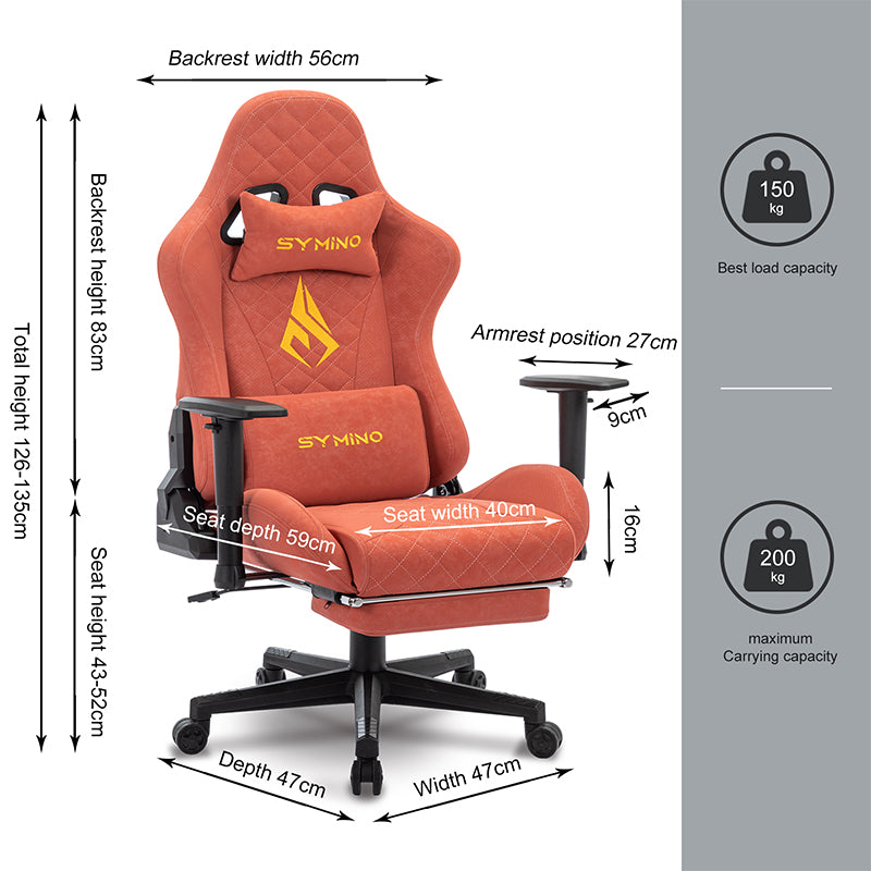 SYMINO Vintage PU Leather  Ergonomic Gaming Chair.Orangered