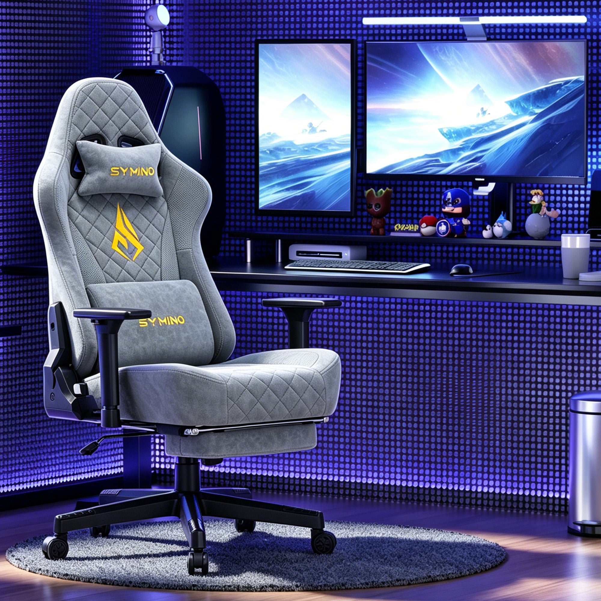 SYMINO Vintage PU Leather  Ergonomic Gaming Chair.Grey