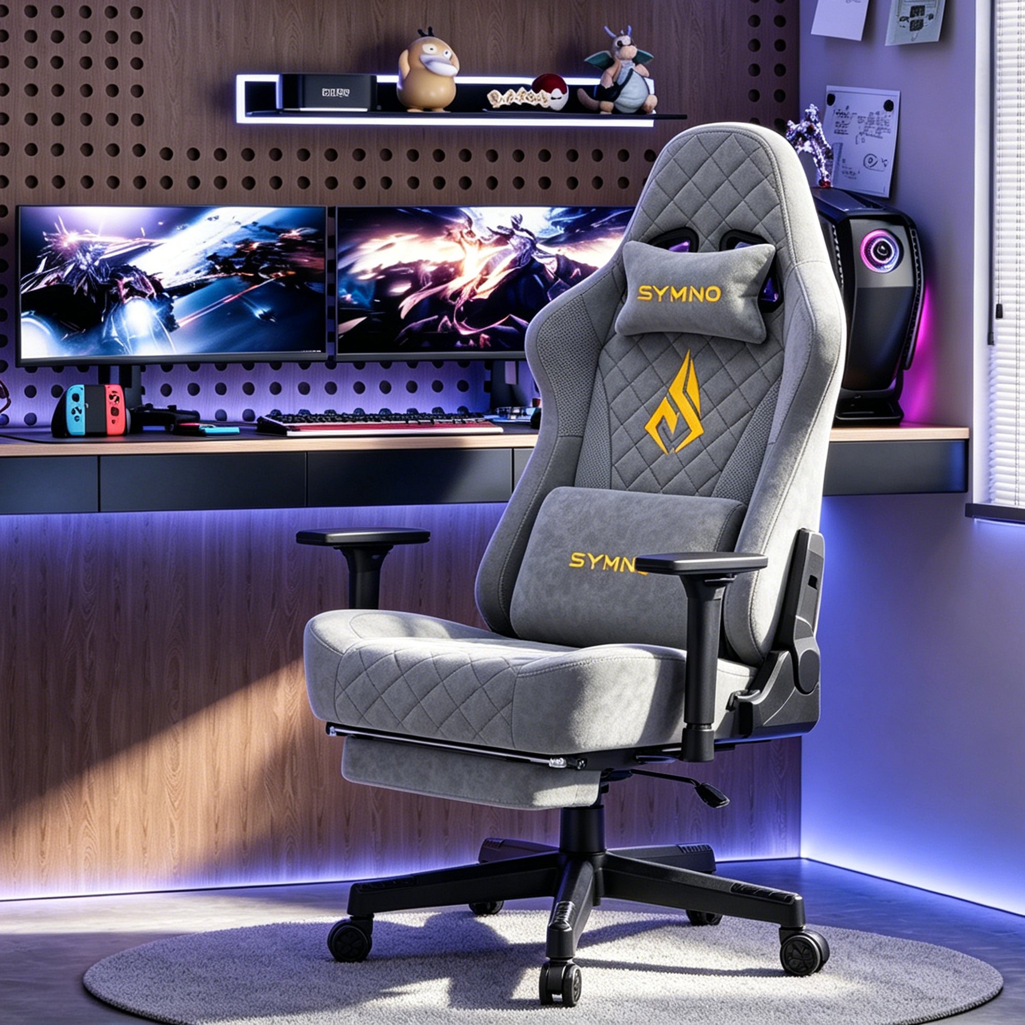 SYMINO Vintage PU Leather  Ergonomic Gaming Chair.Grey