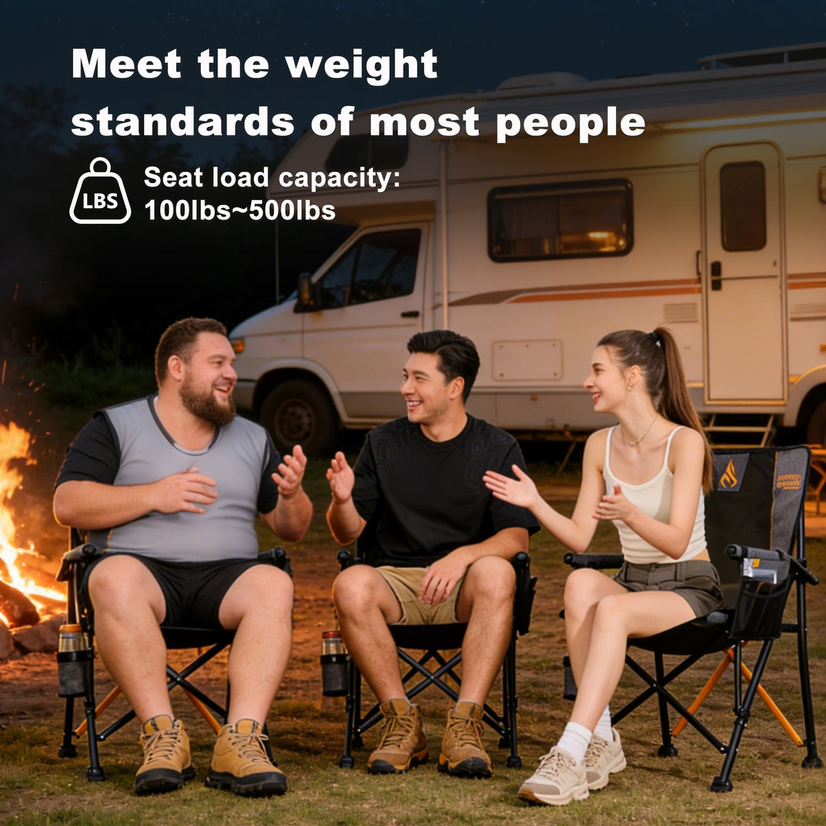 SYMINO Folding Camping Chair for Adults, Heavy Duty 600D Oxford Portable Outdoor Chair with Cup Holder & Carry Bag, Thick Steel Pipe Foldable Chair for Camping, Fishing, Beach, Festival & Picnic