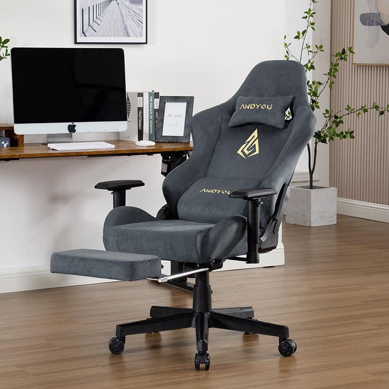 ANDYOU (Upgraded from SYMINO): Grey Premium Breathable Ergonomic Gaming Chair - Adjustable, Rotating, with Footrest