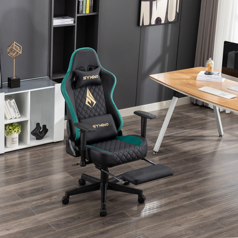 SYMINO Ergonomic Gaming Chair, PU Leather - Black, Retro-Style