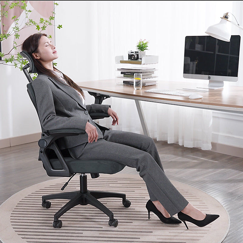 SYMINO Faux Fur+ Mesh Office Chair,rotating rocker function.Grey